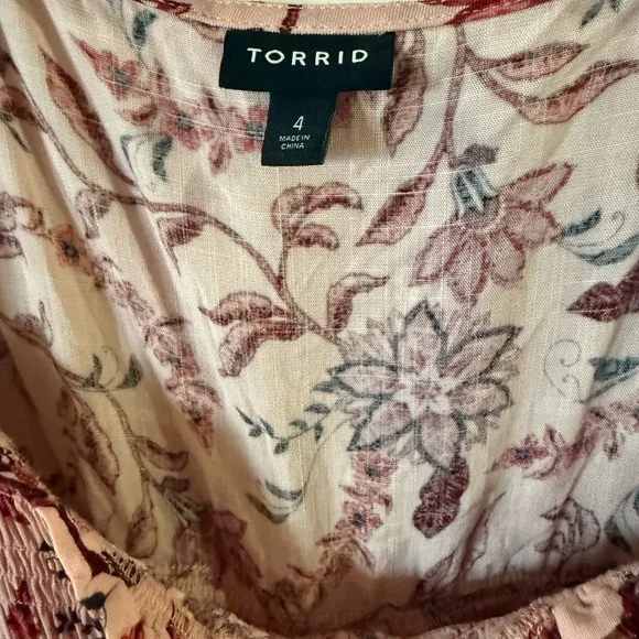 Torrid Woman’s Plus Size Longsleeve Pink Floral Blouse Babydoll Top 4X - Picture 2 of 13